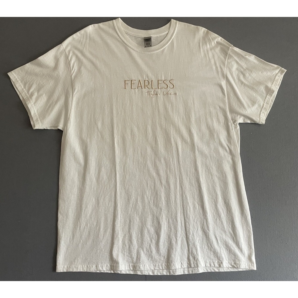 T-shirt XL Gildan Fearless Taylor's Version Embroidered Cotton White Gold‎ Swift